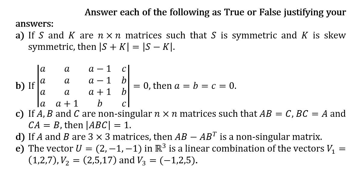 Solved Answer Each Of The Following As True Or False | Chegg.com