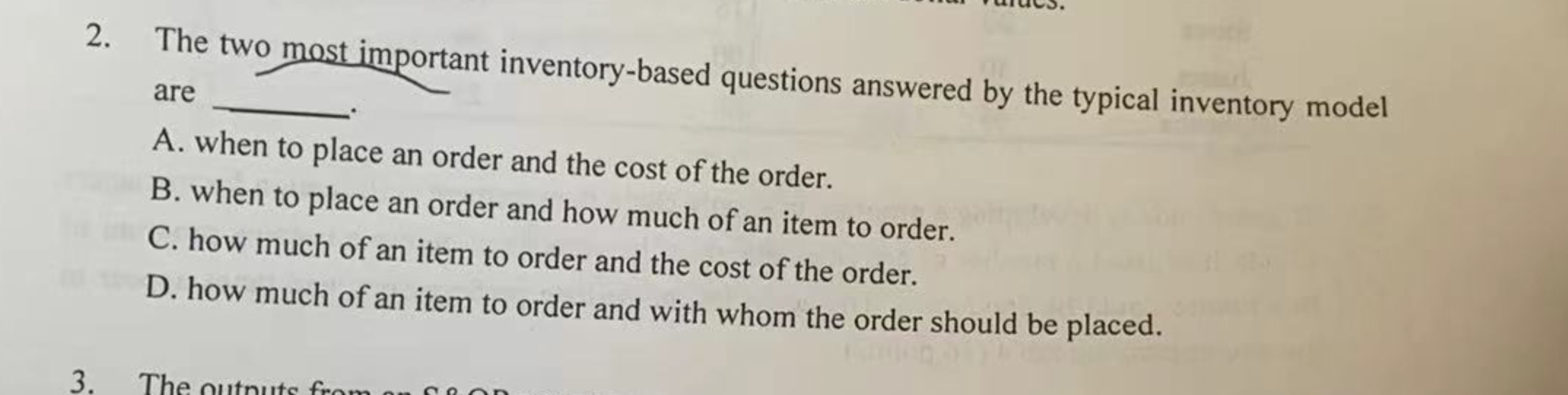 Solved The two most important inventory-based questions | Chegg.com