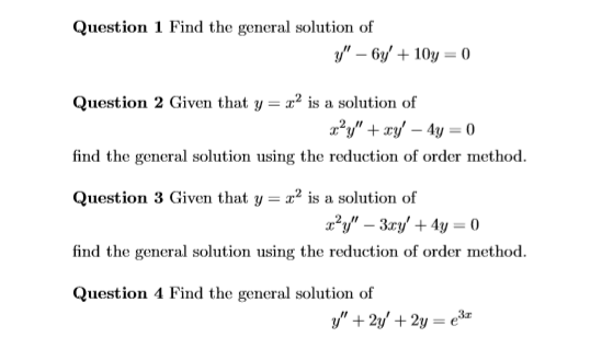 Solved Question 1 Find the general solution of Question 2 | Chegg.com
