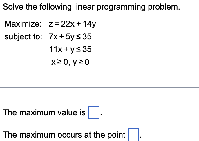 Solved Solve the following linear programming problem. | Chegg.com
