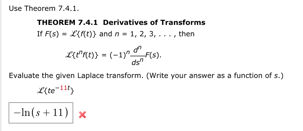 Solved Use Theorem 7.4.2 to evaluate the given Laplace | Chegg.com