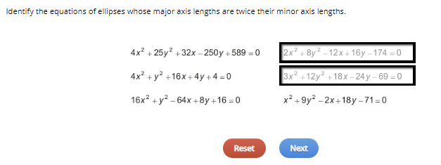 Solved Identify the equations of ellipses whose major axis | Chegg.com
