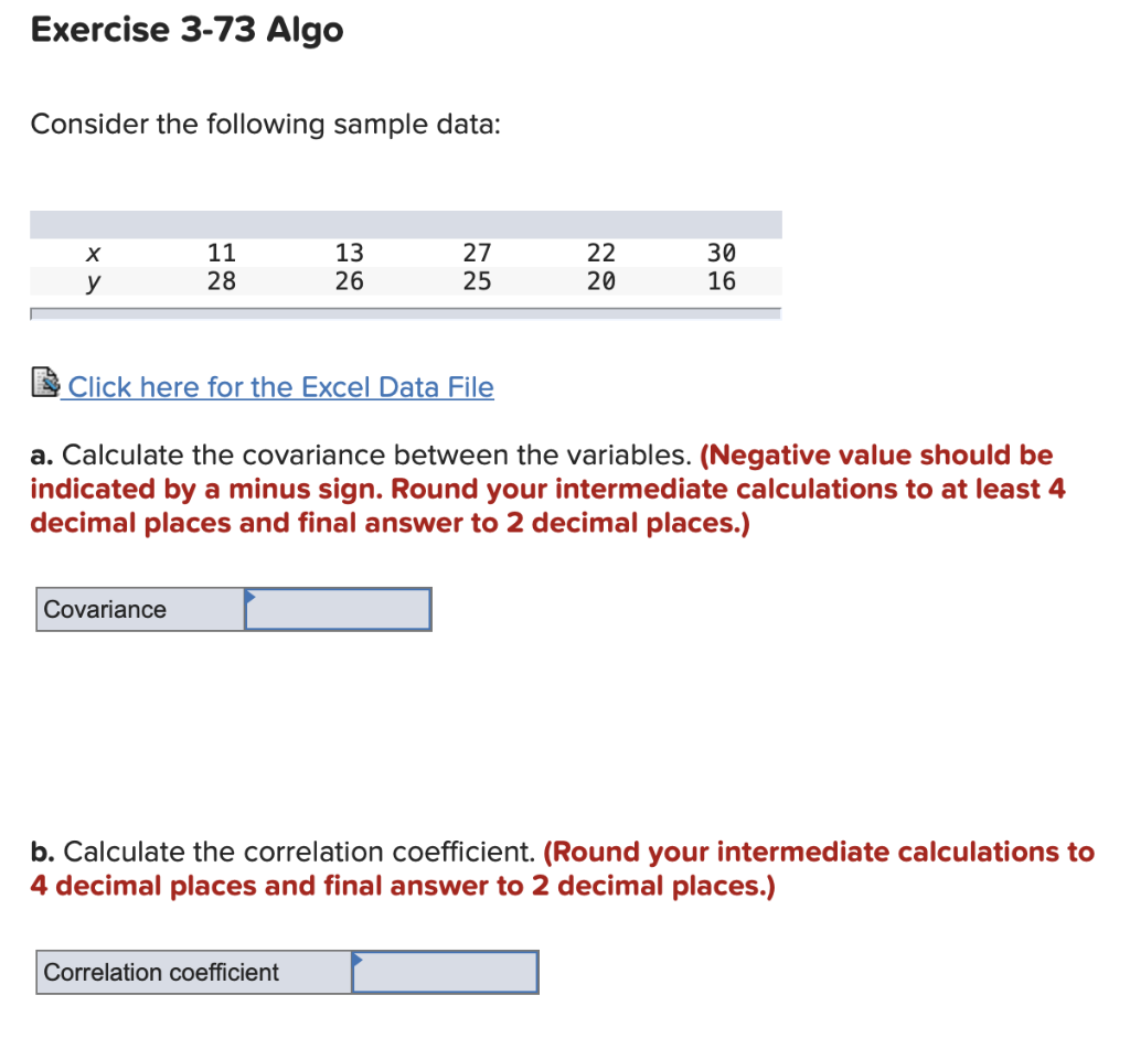 Solved Exercise 3-73 Algo Consider the following sample | Chegg.com