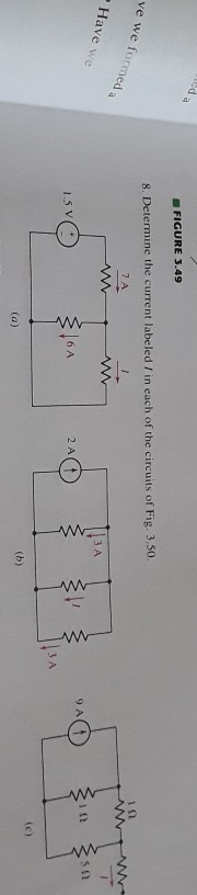 Solved FIGURE 3.49 s. Determine the current labeled I in | Chegg.com