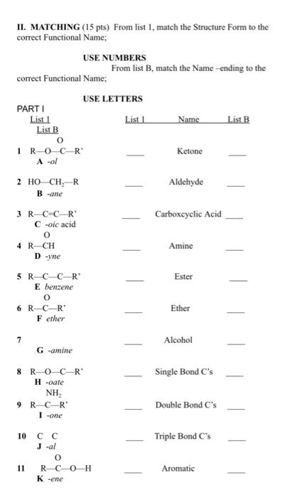 Solved From list 1, match the Structure Form to the correct | Chegg.com
