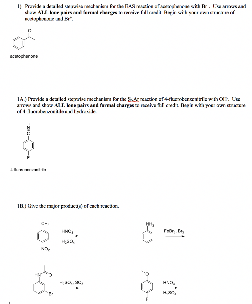 Solved 1) Provide a detailed stepwise mechanism for the EAS | Chegg.com