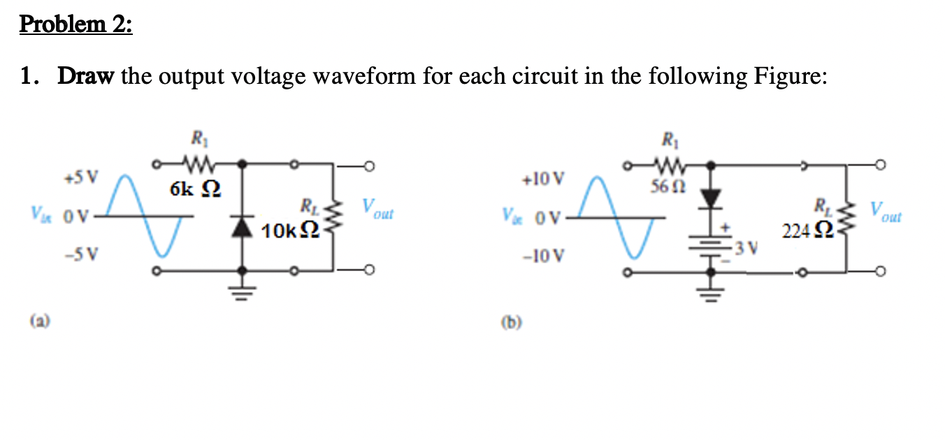 Solved Problem 1: Draw the output voltage waveform for each | Chegg.com