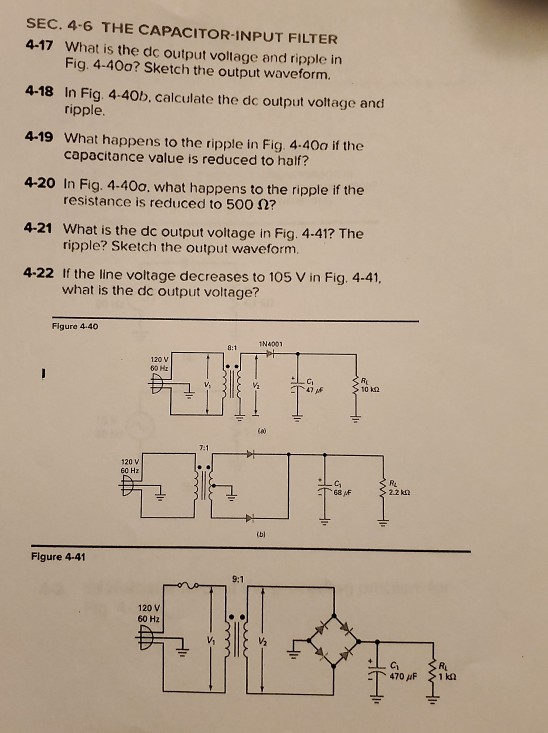 Solved SEC. 4-6 THE CAPACITOR-INPUT FILTER 4-17 What is the | Chegg.com