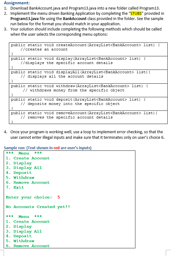 Assignment 1. Download BankAccount.java and | Chegg.com
