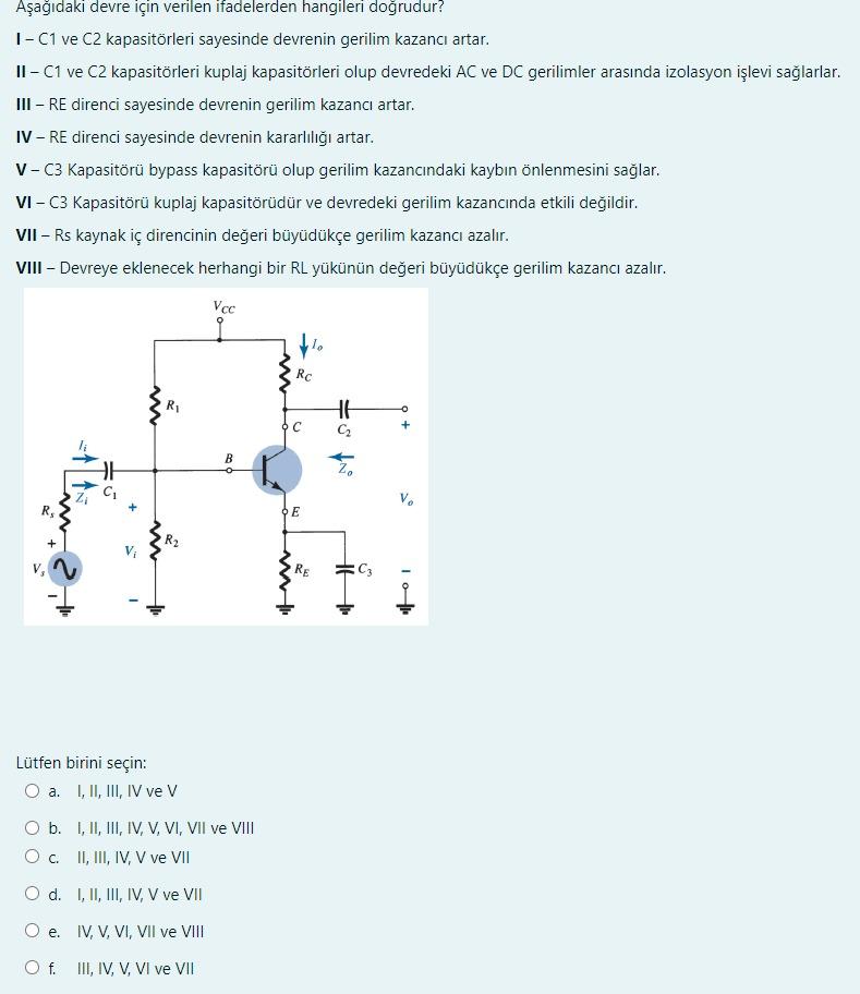 Solved Aşağıdaki devre için verilen ifadelerden hangileri | Chegg.com