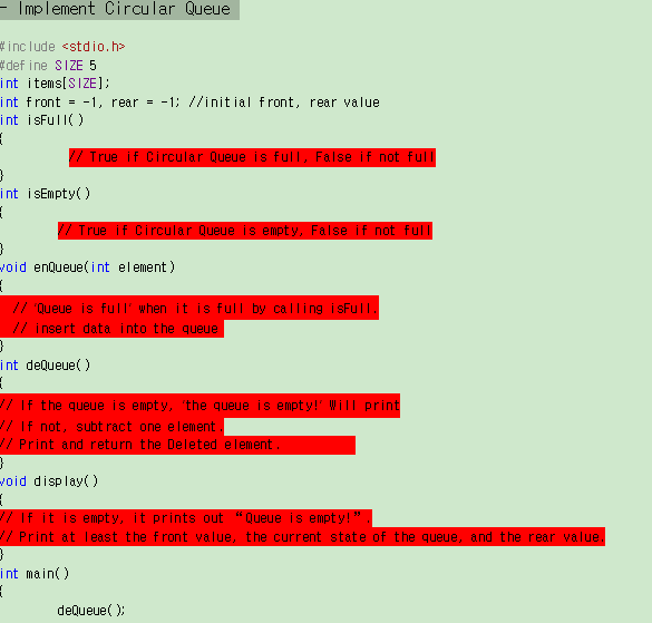Implement Circular Queue #include #define SIZE 5 | Chegg.com