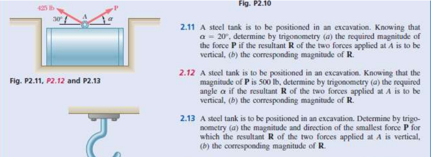 an inverted open tank is held in place by a force r as shown in fig. p2.41