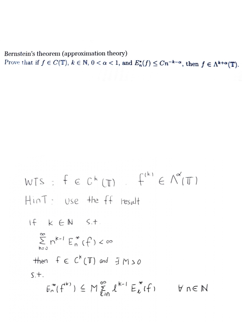 Solved Bernstein's theorem (approximation theory) Prove that | Chegg.com