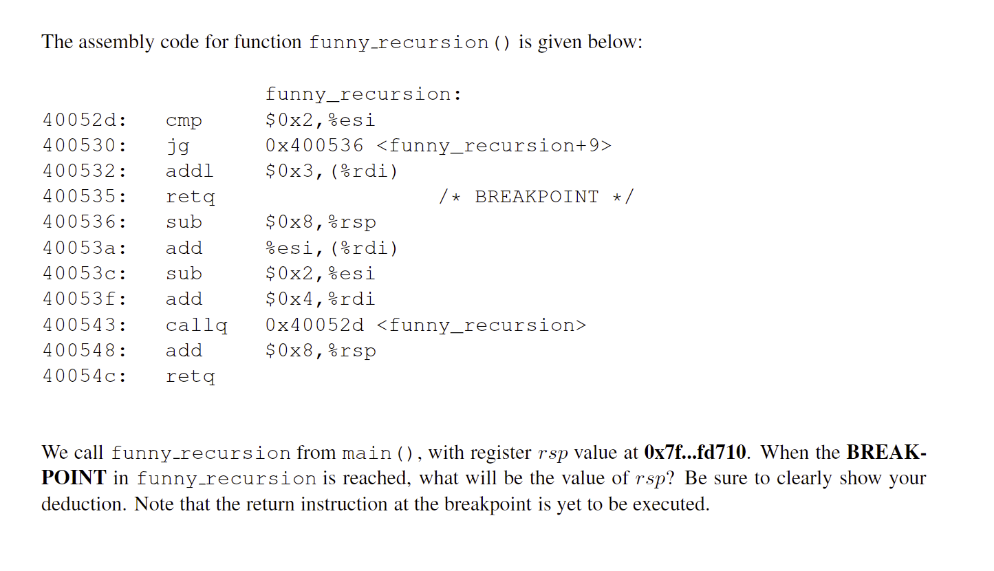 Solved Consider the source code for the recursive function | Chegg.com