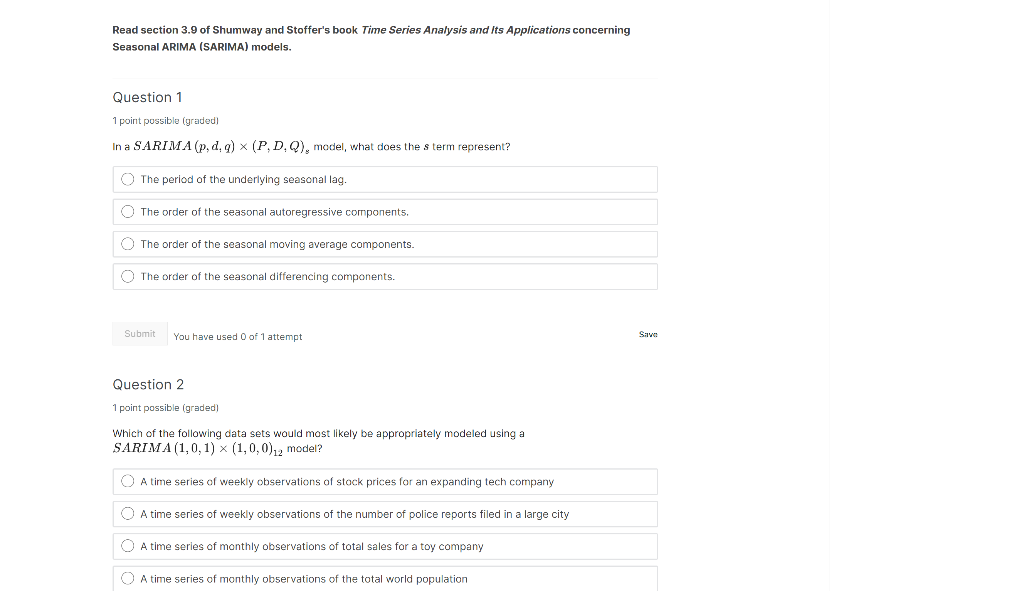 Solved Read section 3.9 of Shumway and Stoffer's book Time