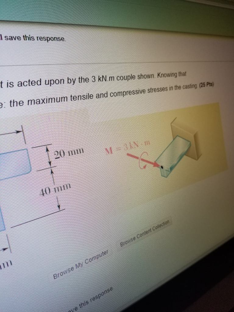 Solved A castiron machine part is acted upon by the 3KN.M
