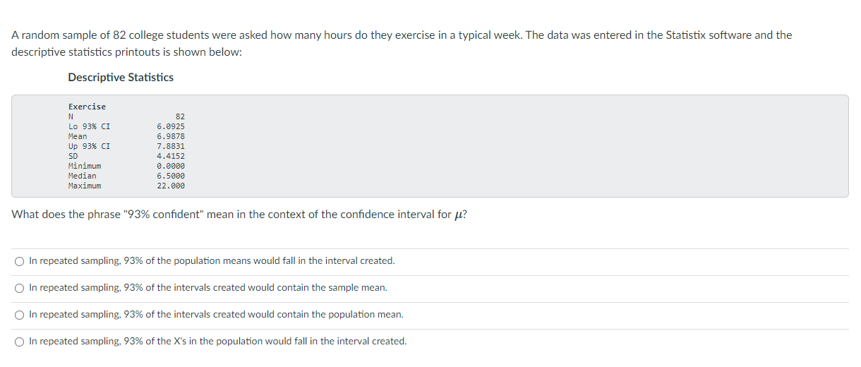 Solved A random sample of 82 college students were asked how | Chegg.com