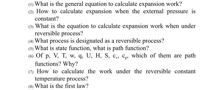 Solved ) What is the general equation to calculate expansion | Chegg.com