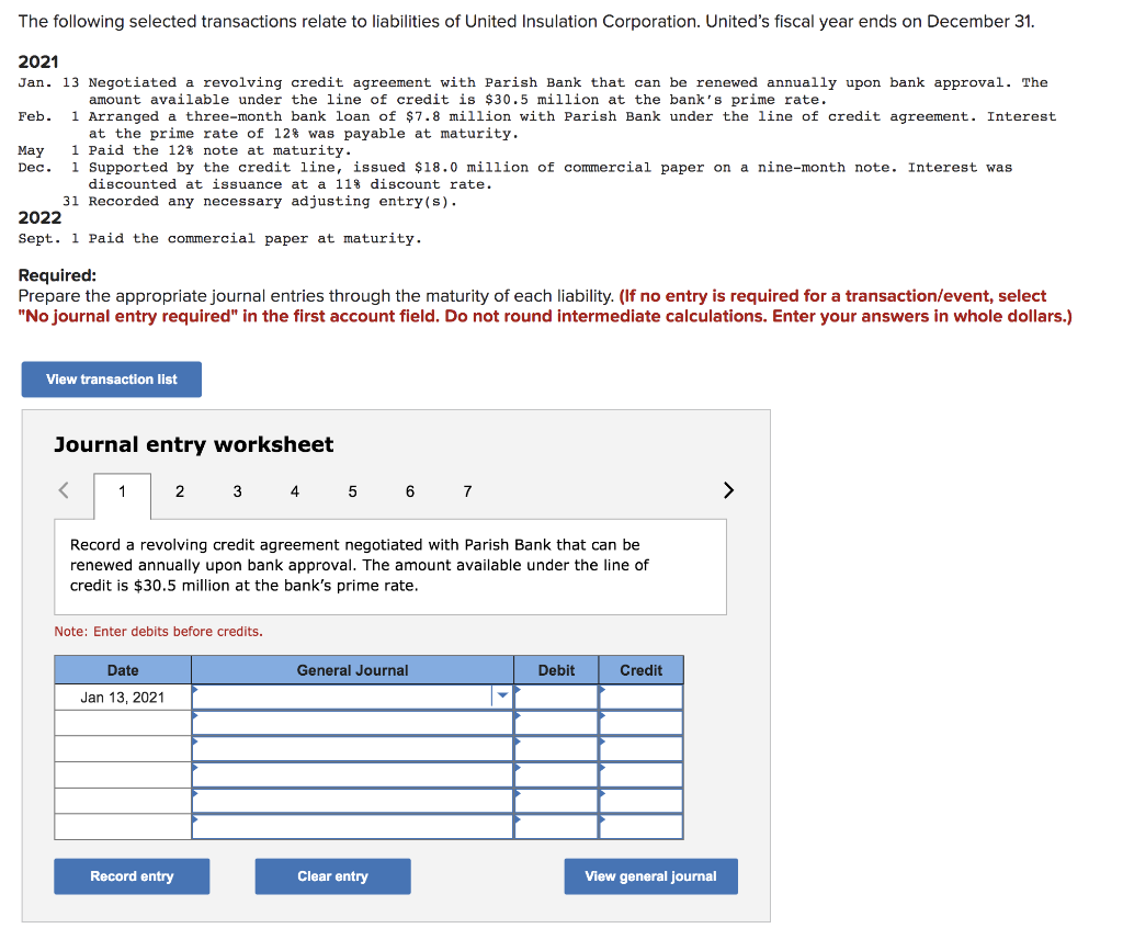 Solved Record A Revolving Credit Agreement Negotiated With Chegg