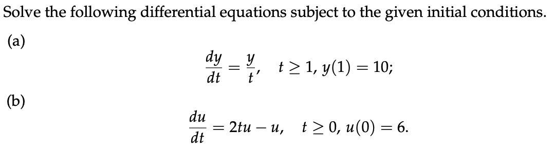 Solved = Solve the following differential equations subject | Chegg.com