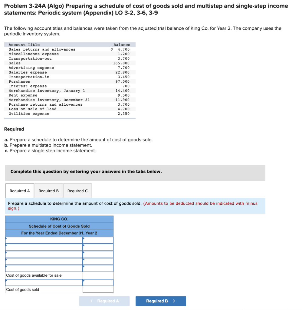 Solved Exercise 320A (Algo) Determining cost of goods sold