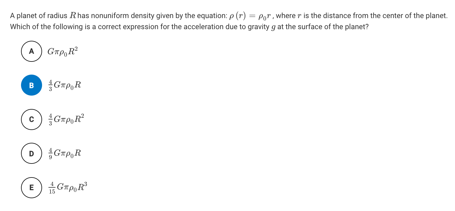 Solved A Planet Of Radius R Has Nonuniform Density Given Chegg Com