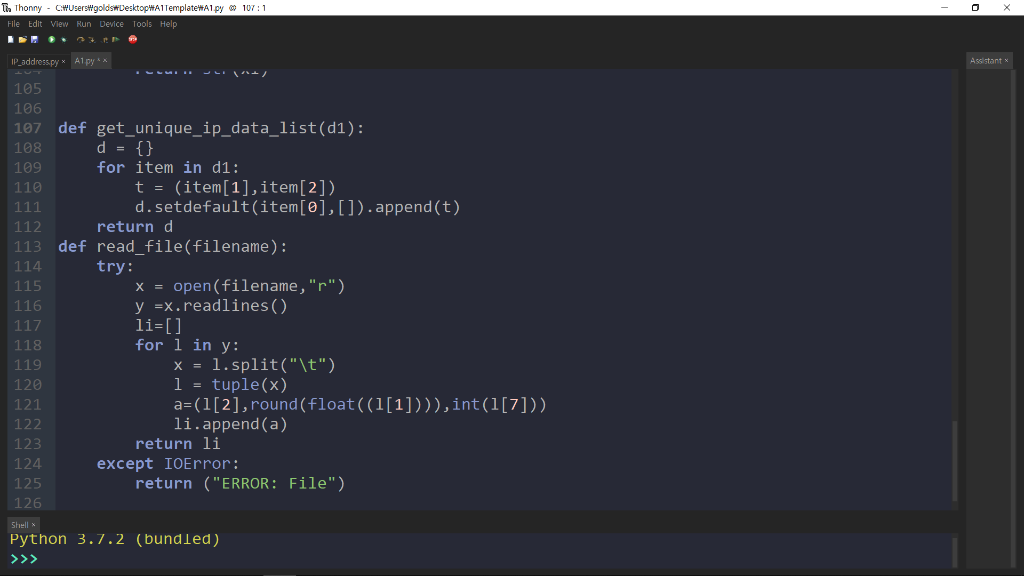 python 3 Design a class named A1 to read input text | Chegg.com