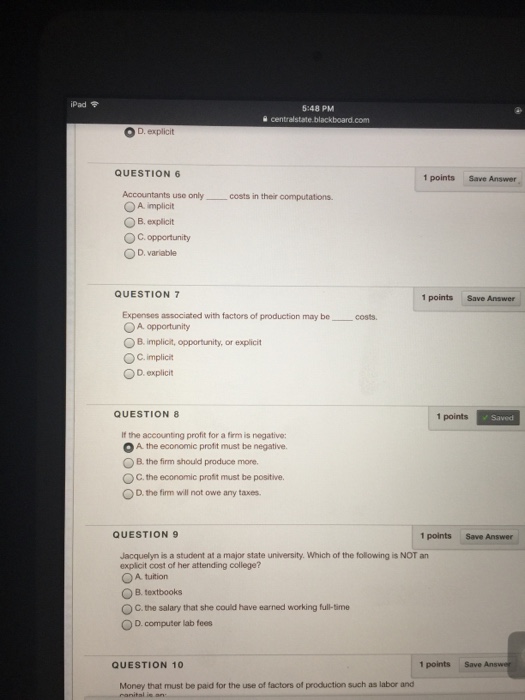 Solved 22% 1 points Save Answer QUESTION 3 Tabie The Cost | Chegg.com