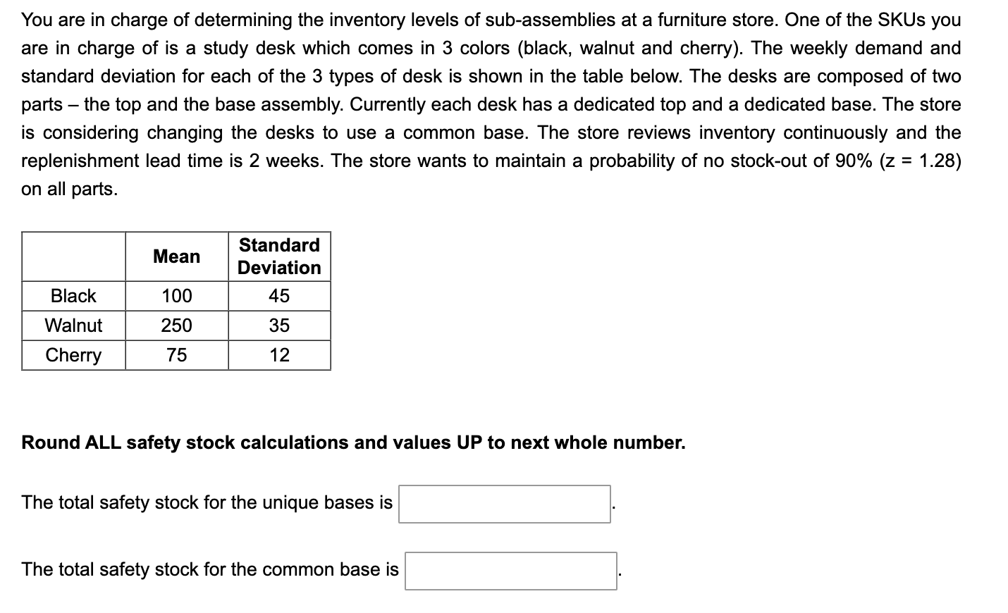 Solved You are in charge of determining the inventory levels | Chegg.com