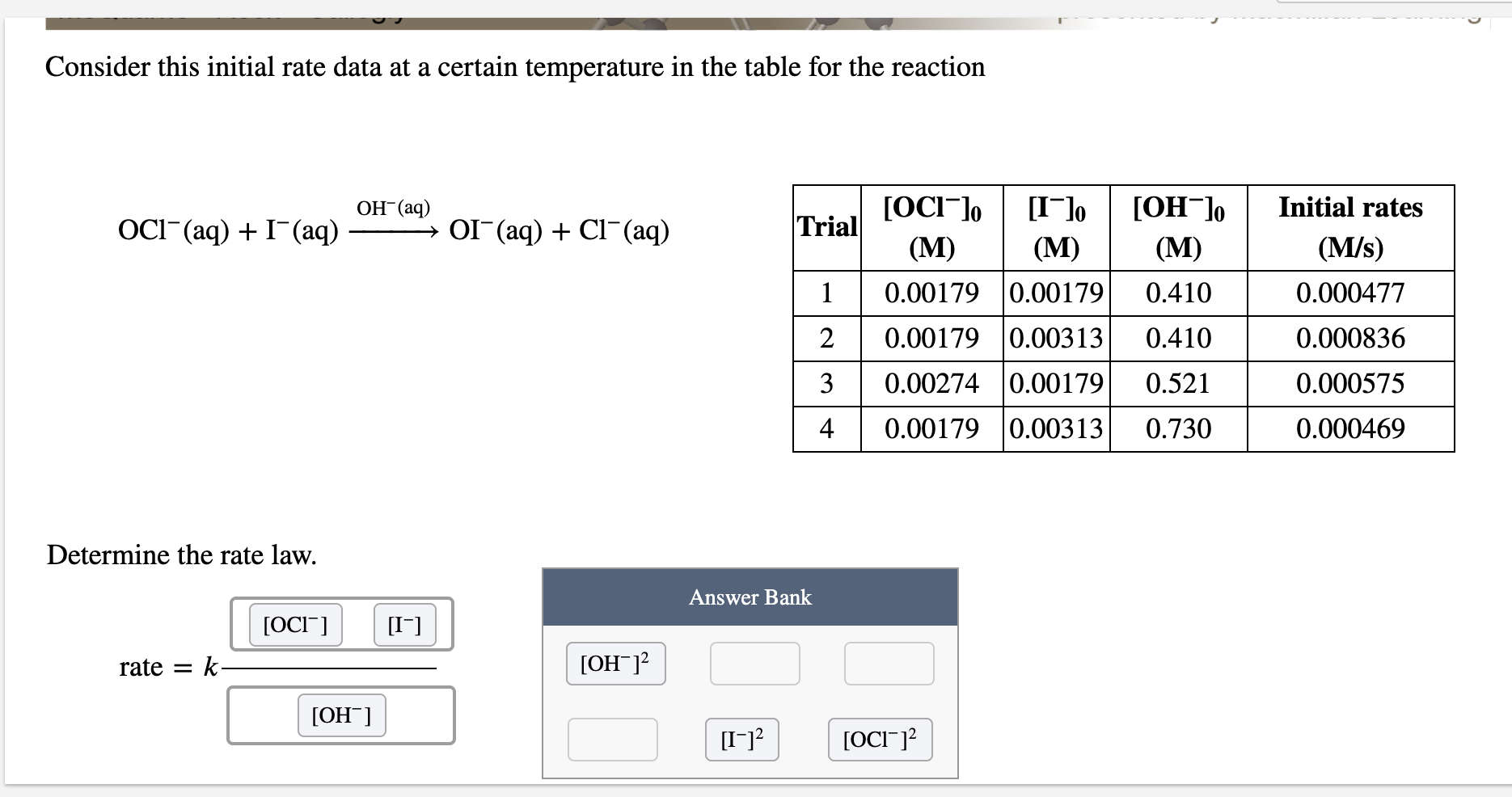 Solved Consider this initial rate data at a certain | Chegg.com