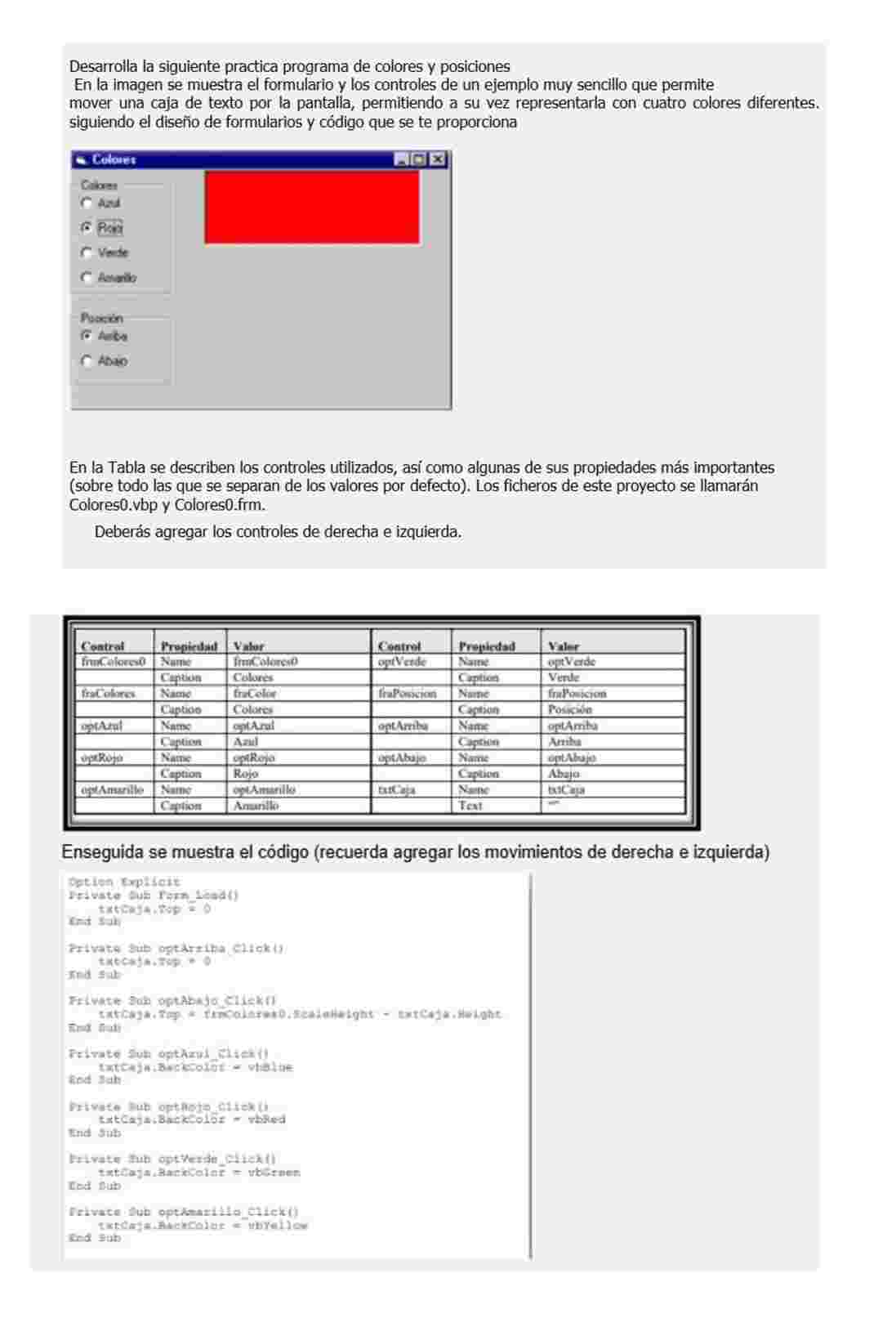 Desarrolla la siguiente practica programa de colores | Chegg.com