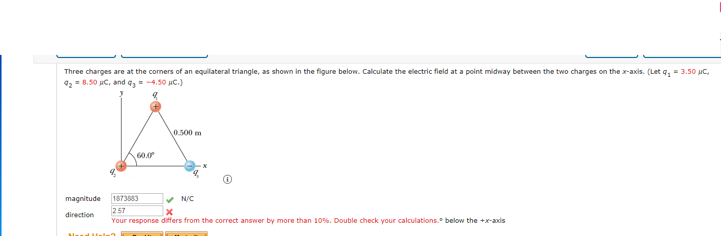 Solved Three charges are at the corners of an equilateral | Chegg.com