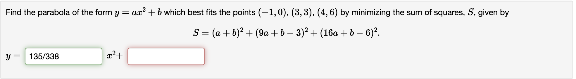 Solved Find The Parabola Of The Form Y=ax2+b ﻿which Best | Chegg.com