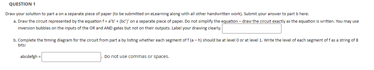 QUESTION 1Draw your solution to part a on a separate | Chegg.com