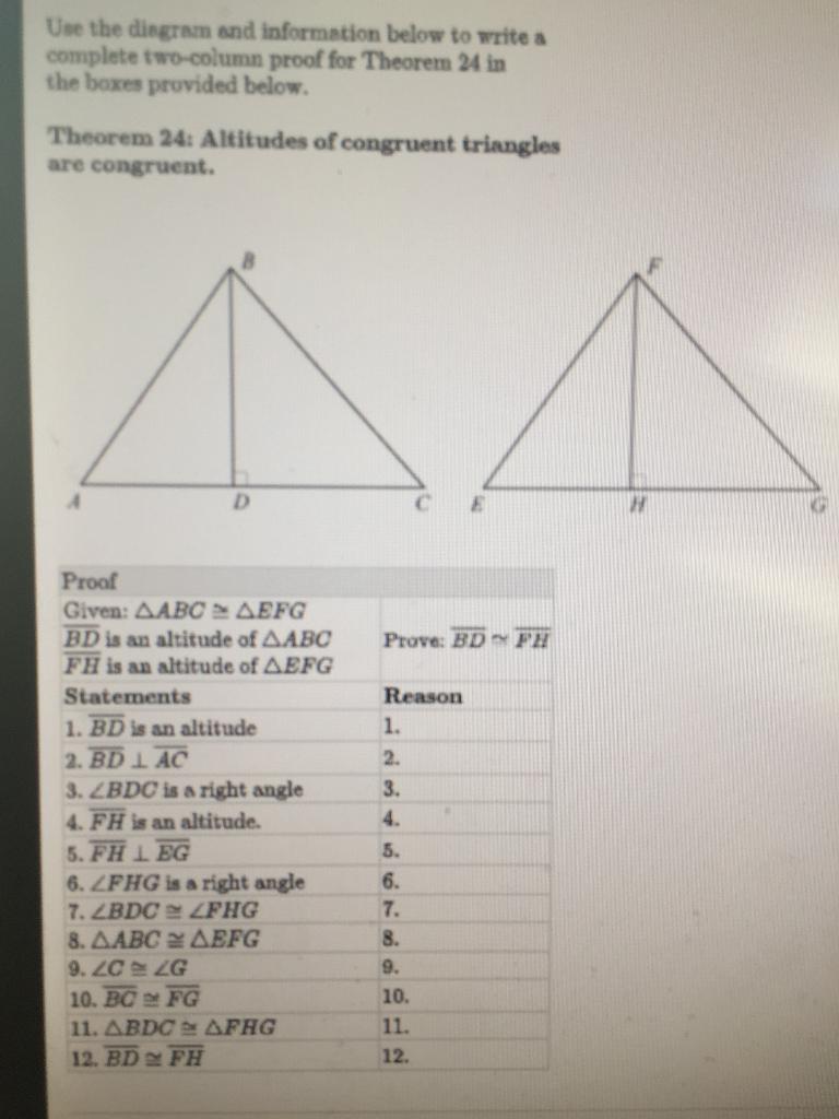 4) Angles 3 and 6 are congruent. What would you use to prove those