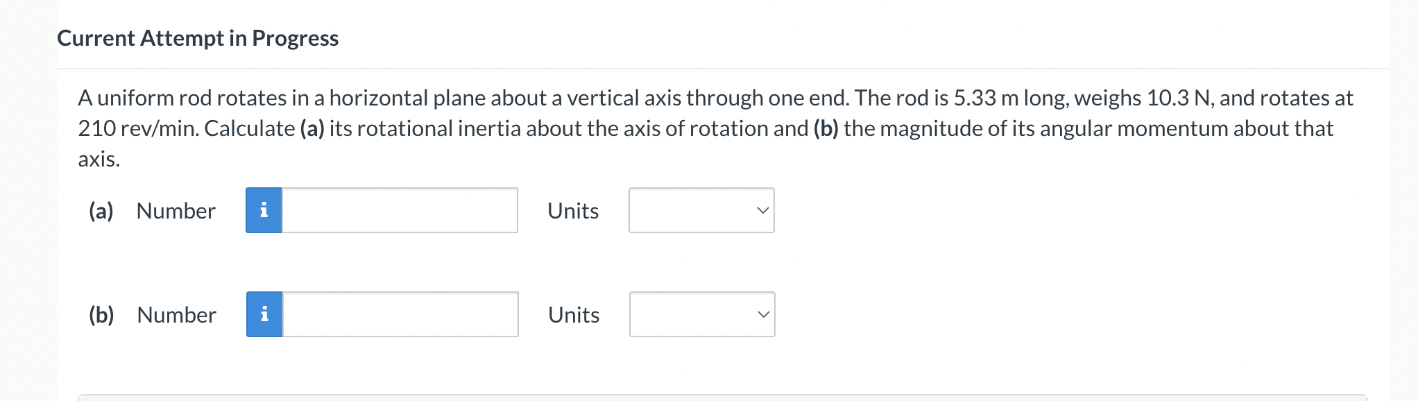 Solved Urrent Attempt In Progress A Uniform Rod Rotates In A | Chegg.com