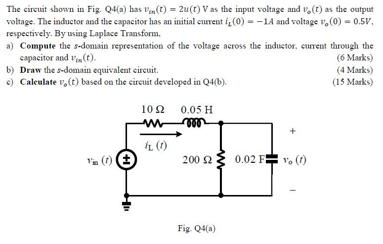 Solved The circuit shown in Fig. Q4(a) has Vin(t) = 2u(t) V | Chegg.com