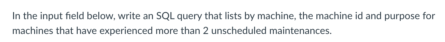 Solved In the input field below, write an SQL query that | Chegg.com