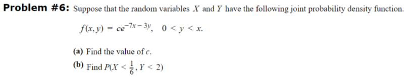Solved Problem #6: Suppose that the random variables x ﻿and | Chegg.com