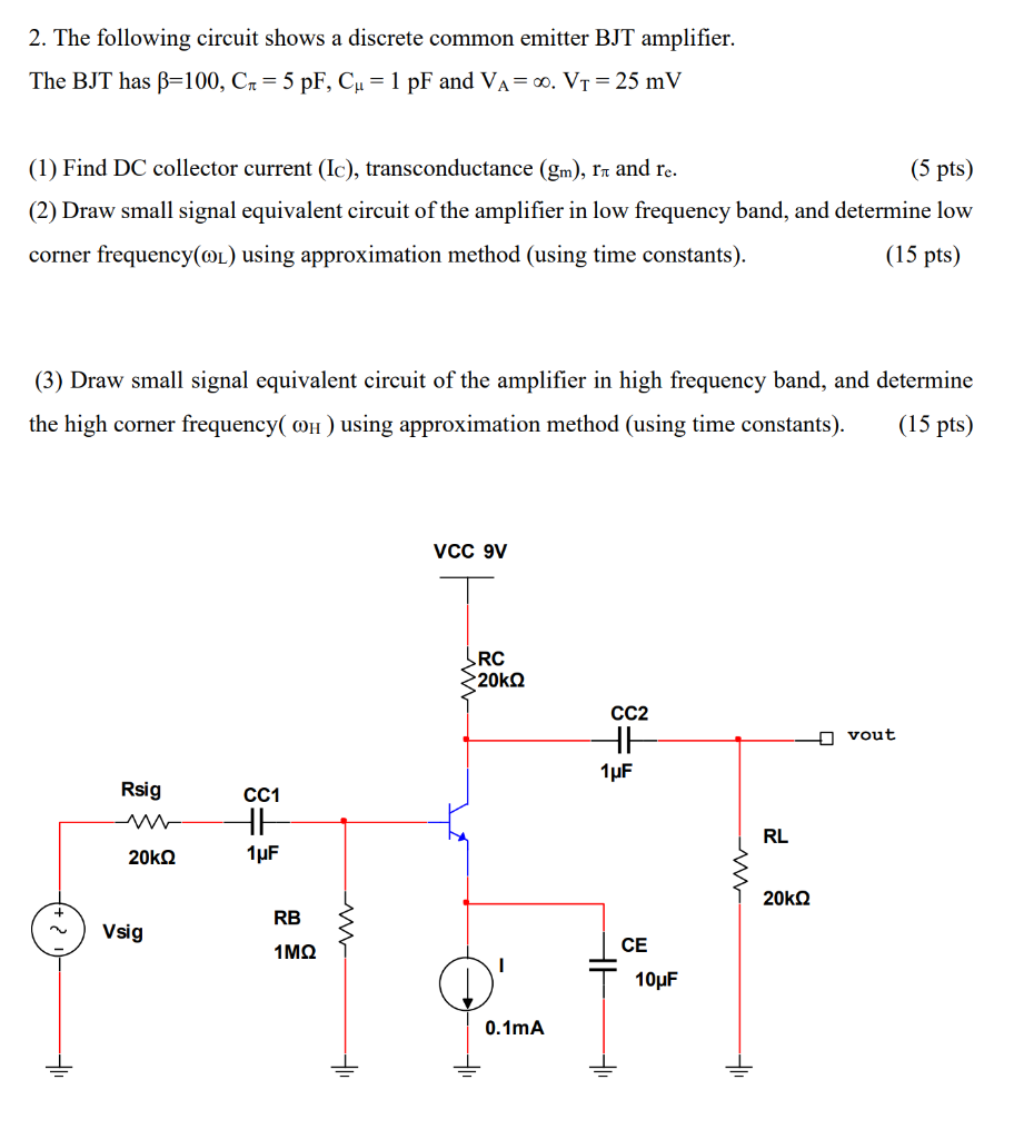 Solved 2. The Following Circuit Shows A Discrete Common | Chegg.com