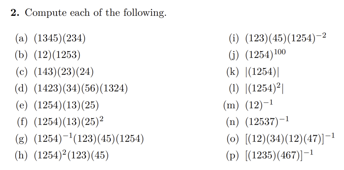 Solved 2 Compute Each Of The Following A 1345 234 Chegg Com