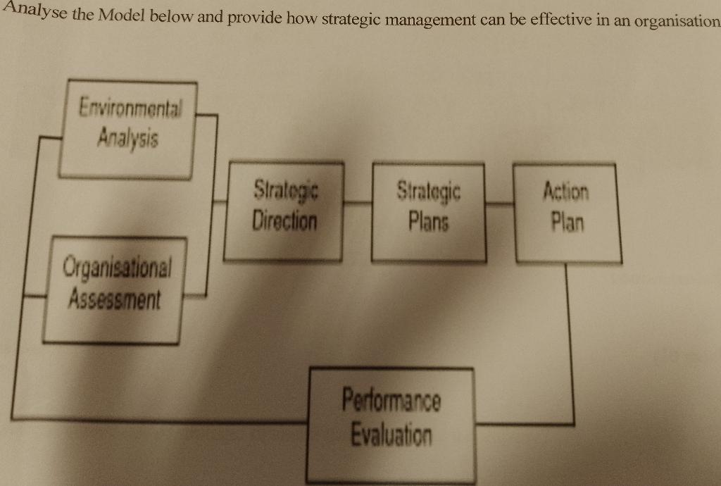 Analyse the Model below and provide how strategic management can be effective in an organisation