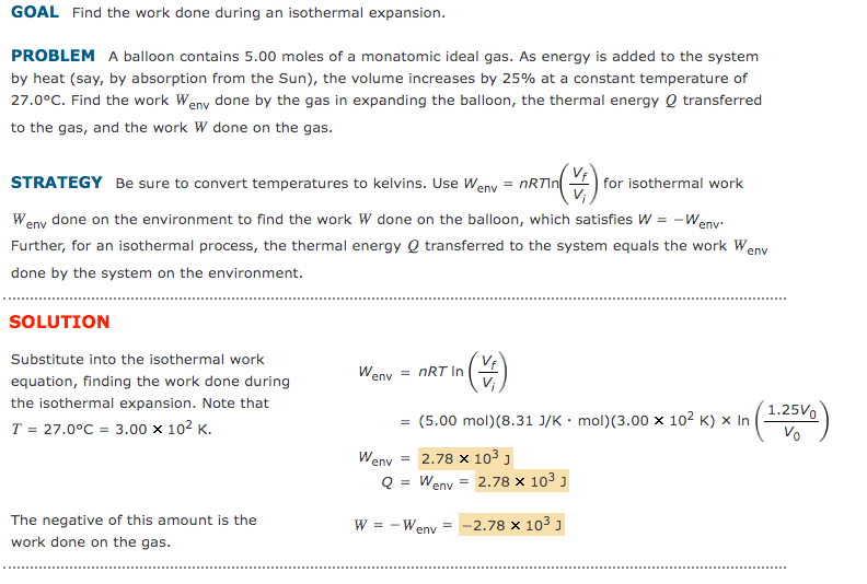 Solved GOAL Find the work done during an isothermal | Chegg.com