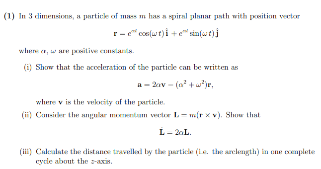 Solved 1 In 3 Dimensions A Particle Of Mass M Has A Sp Chegg Com