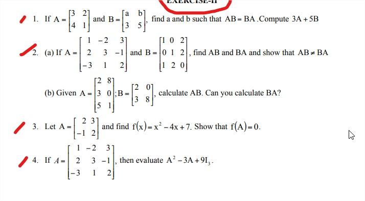 Solved 13 N 1. If A- and B a b 3 5 find a and b such that | Chegg.com
