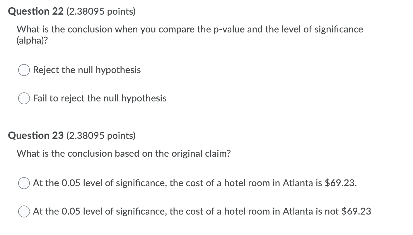 Solved A survey claims that the average cost of a hotel room