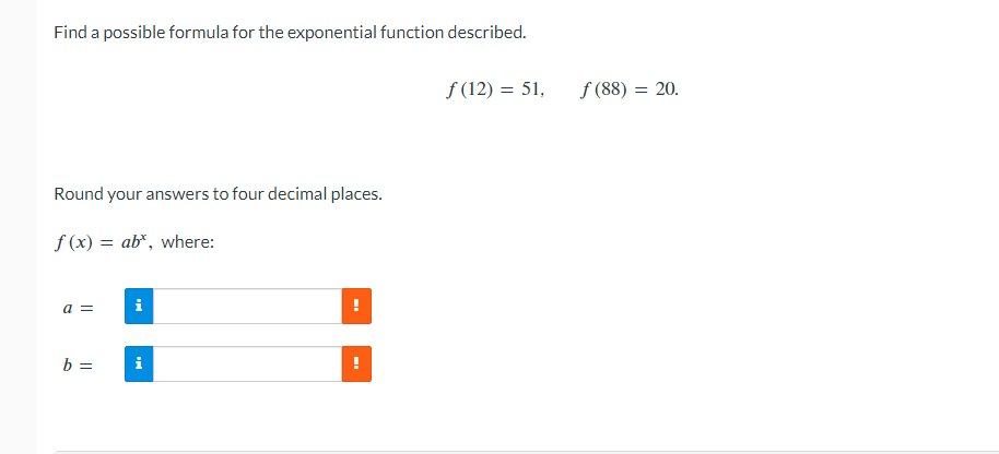Solved Find a possible formula for the exponential function | Chegg.com