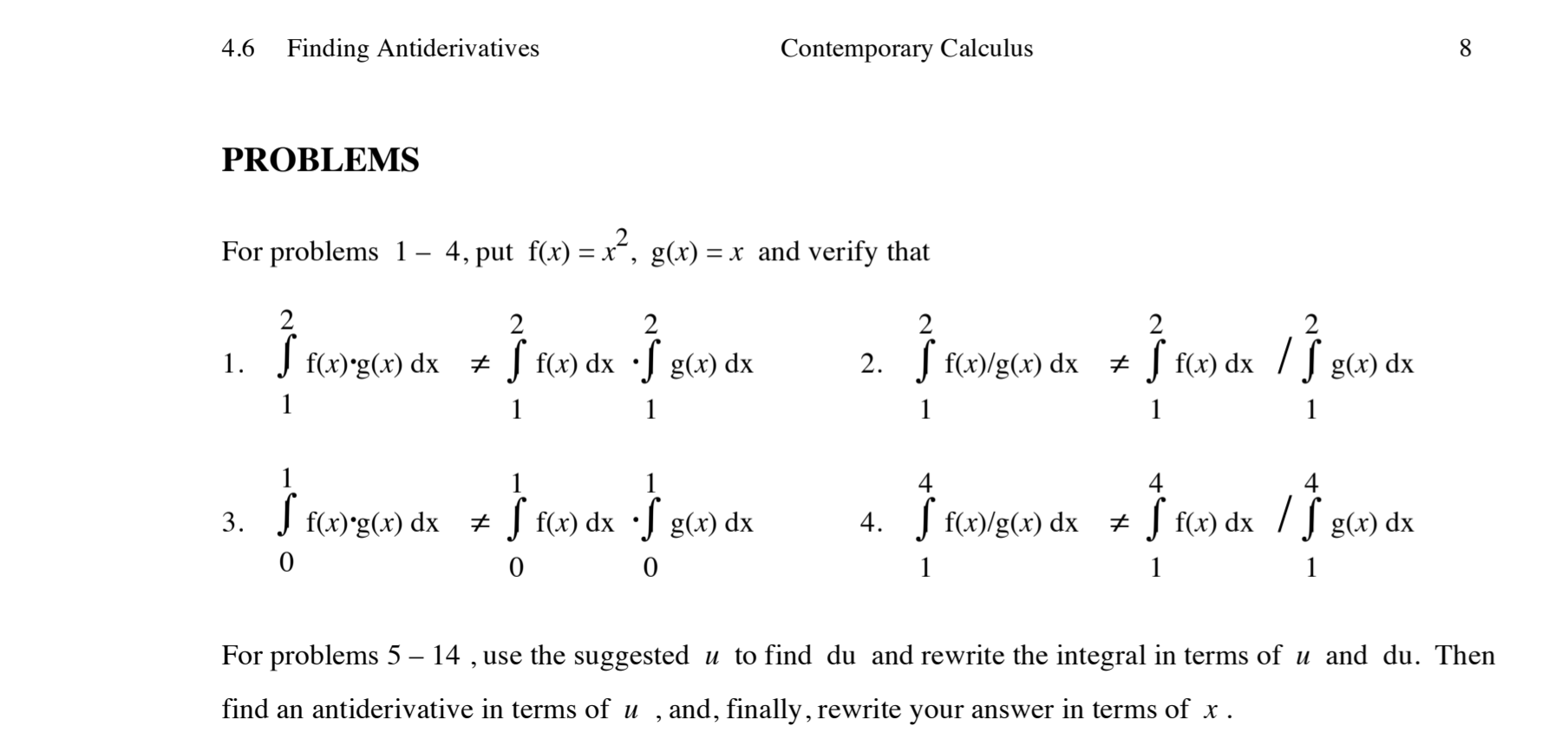 Solved 4 6 Finding Antiderivatives Contemporary Calculus Chegg Com