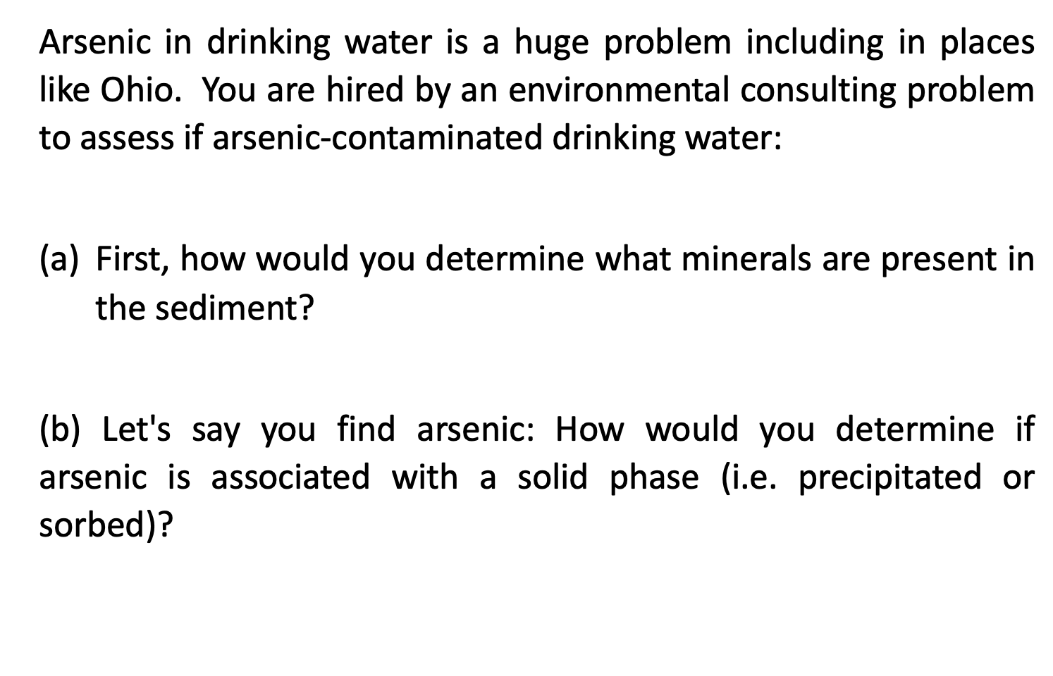 Solved Arsenic In Drinking Water Is A Huge Problem Including | Chegg.com