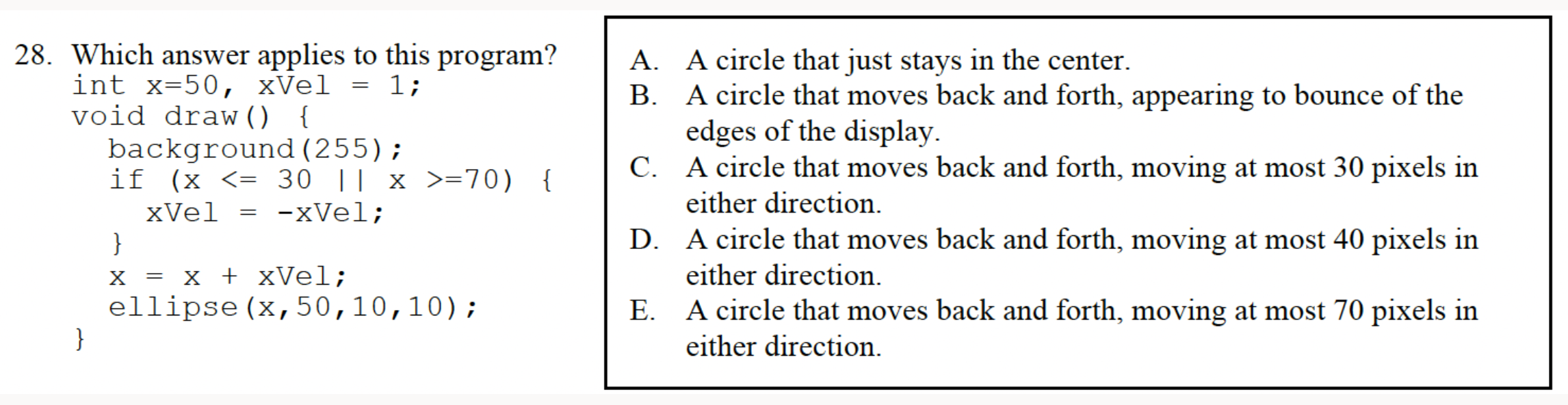 28. Which answer applies to this program? int | Chegg.com